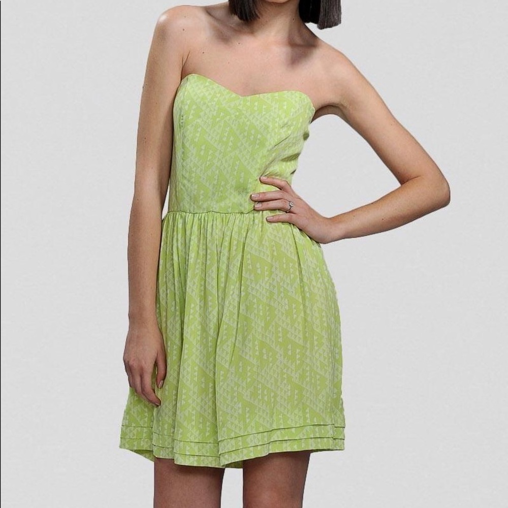 Anthropologie GREYLIN Lime Strapless Mini Dress
